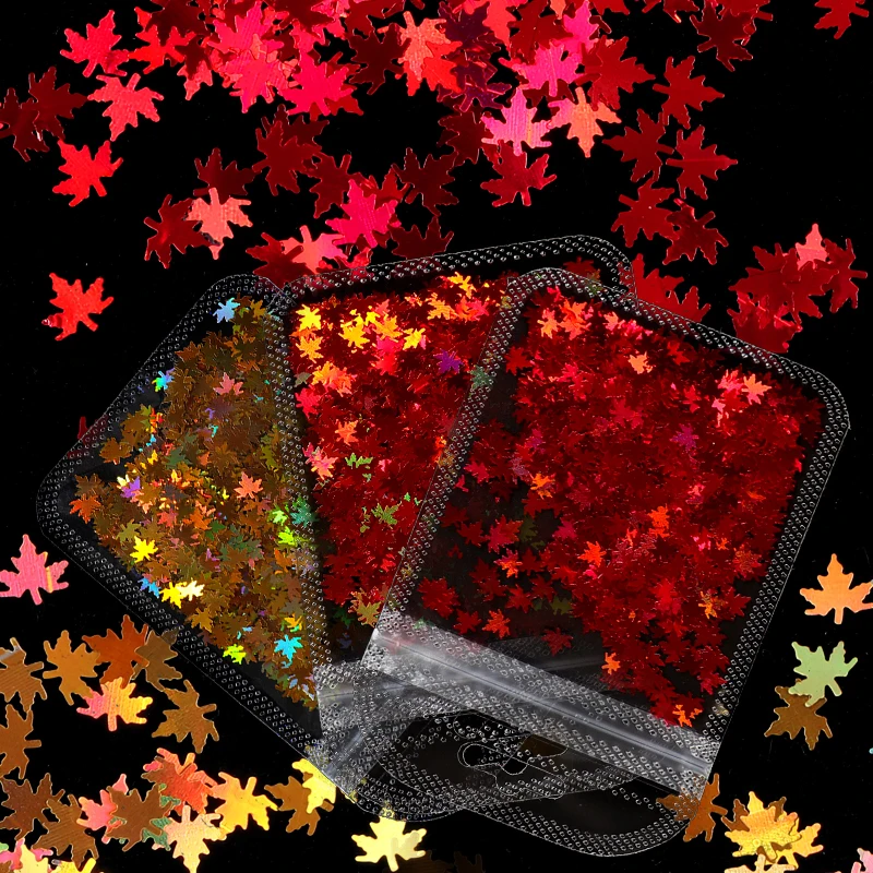 

3 шт./компл. голографические блестки для нейл Арта (искусство украшения ногтей) золотые пайетки с кленовыми листьями принадлежности для ногт...