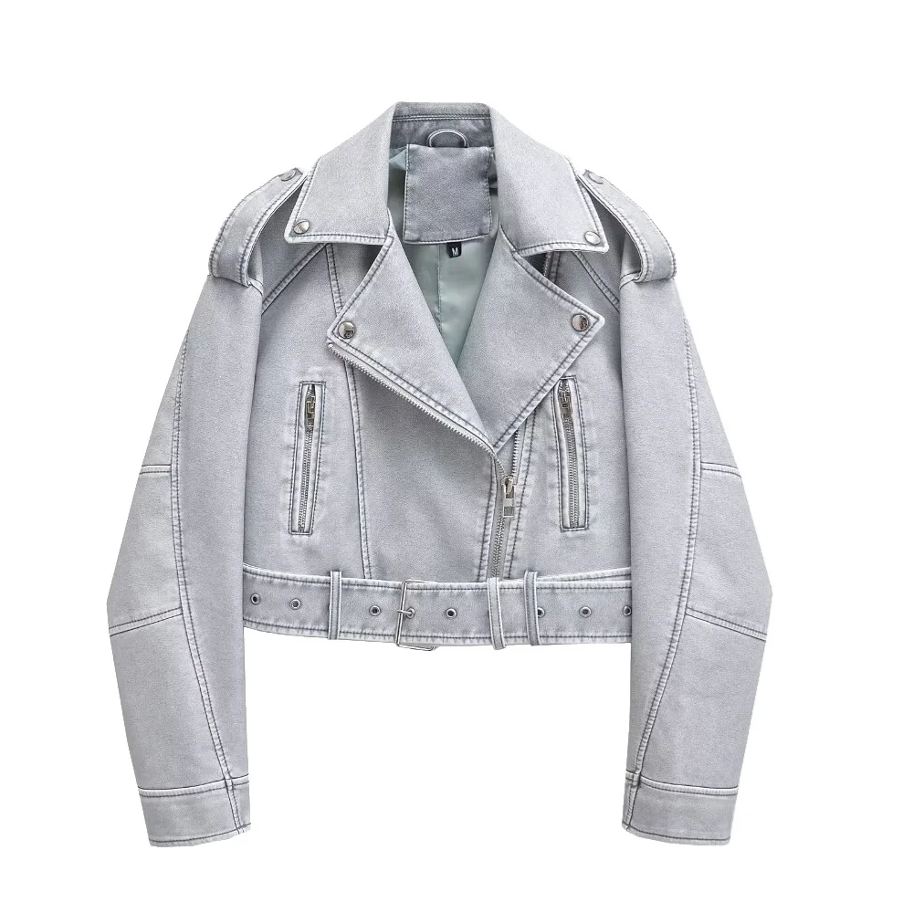 Unizera Женская Мотоциклетная Куртка Из Искусственной Кожи В Стиле Ретро С Отложным