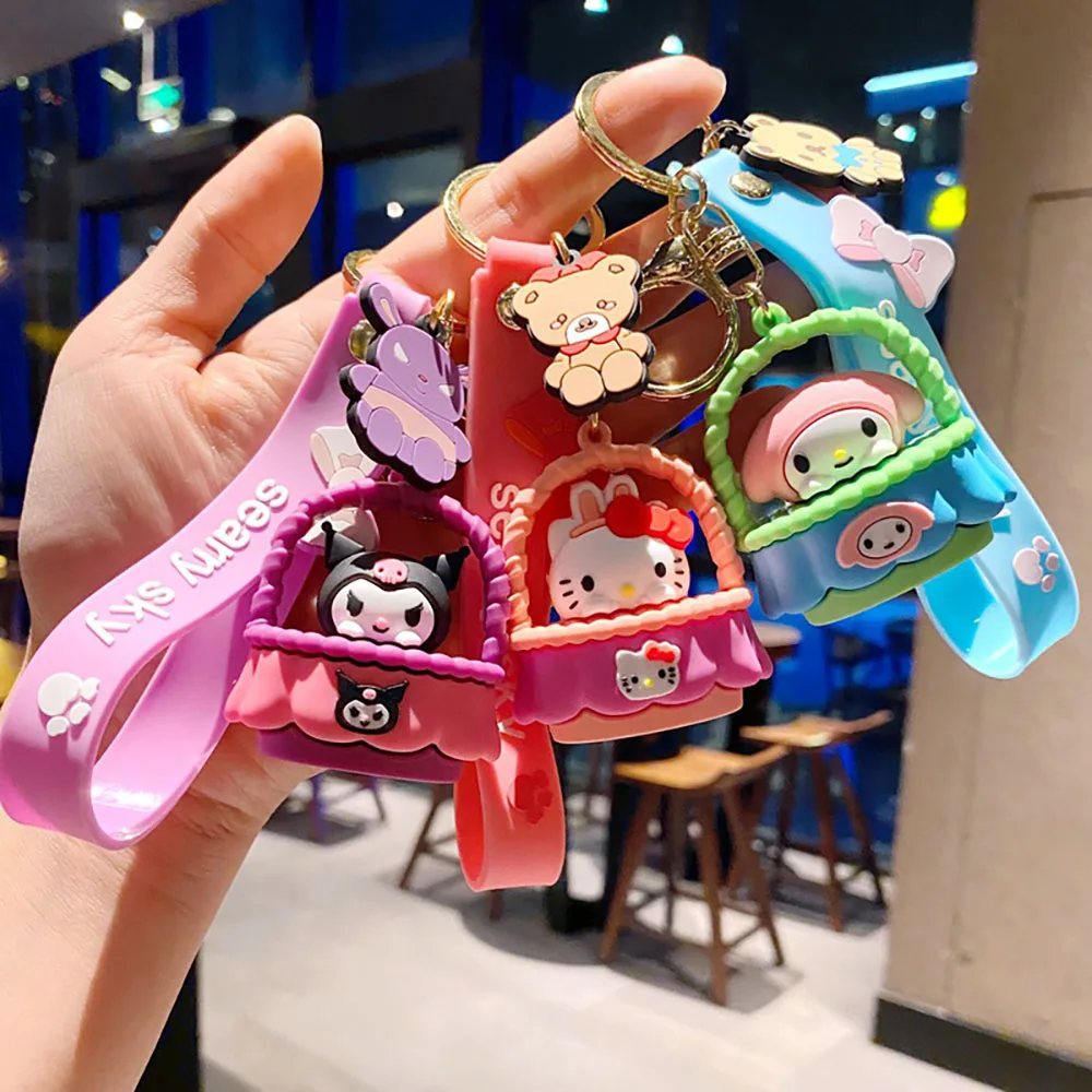 

PVC Keychain Women Cartoon Cradle Kulomi Doll Dog Fashion School Bag Pendant Ins Cute Style Lovers‘ Birthday Gift Key Ring