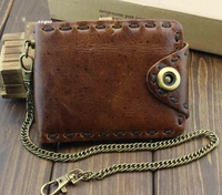vintage braided leather mens wallet foldable buttons purse retro biker wallet genuine leather male handbags card bag