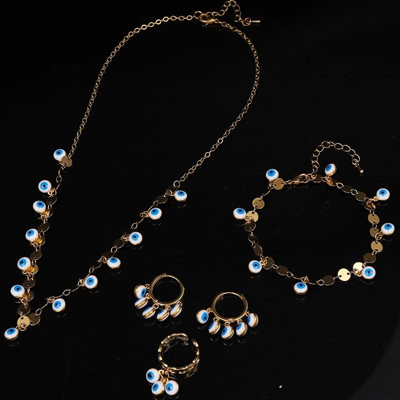 Комплект из колье и серёг с подвеской кольцом