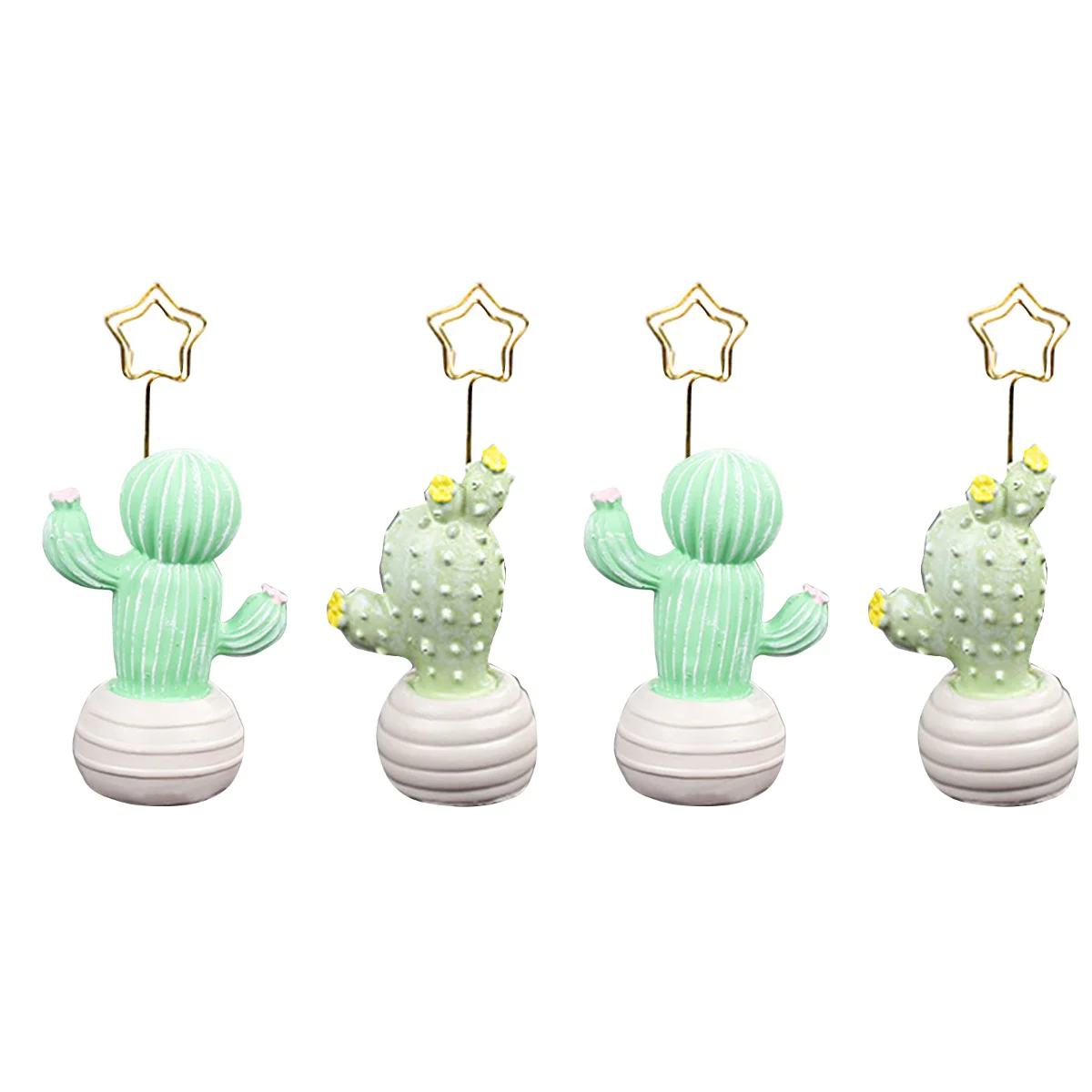 

4 pcs Desk Business Cactus Photo Clip Note Clip Photo Holder Decoration Ornaments (1pc Yellow Flower, 1pc Pink Flower)