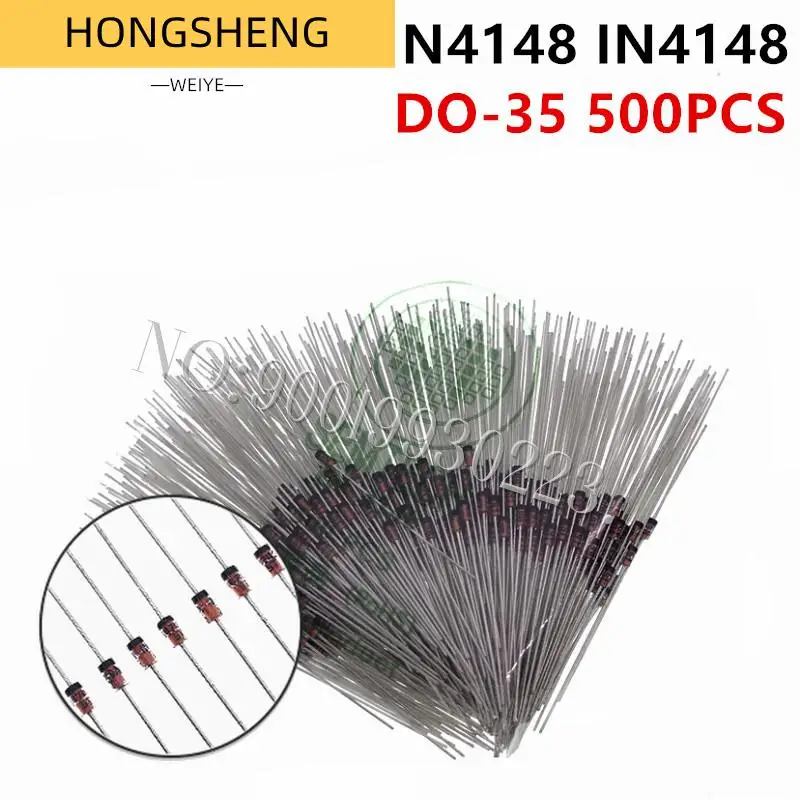 100% New 500PCS 1N4148 IN4148 High-speed switching diodes DO-35 Glass Diode