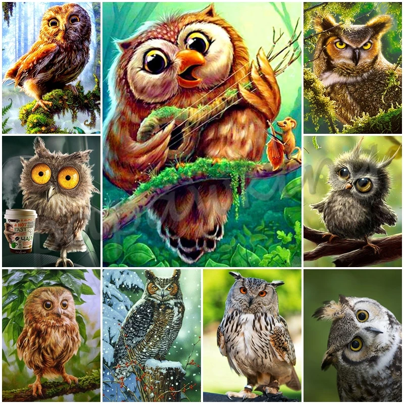 

Diamond Painting Owl 5D Diy Full Square Round Mosaic Embroidery Animals Picture of Rhinestones Cross Stitch Kit Home Decoration