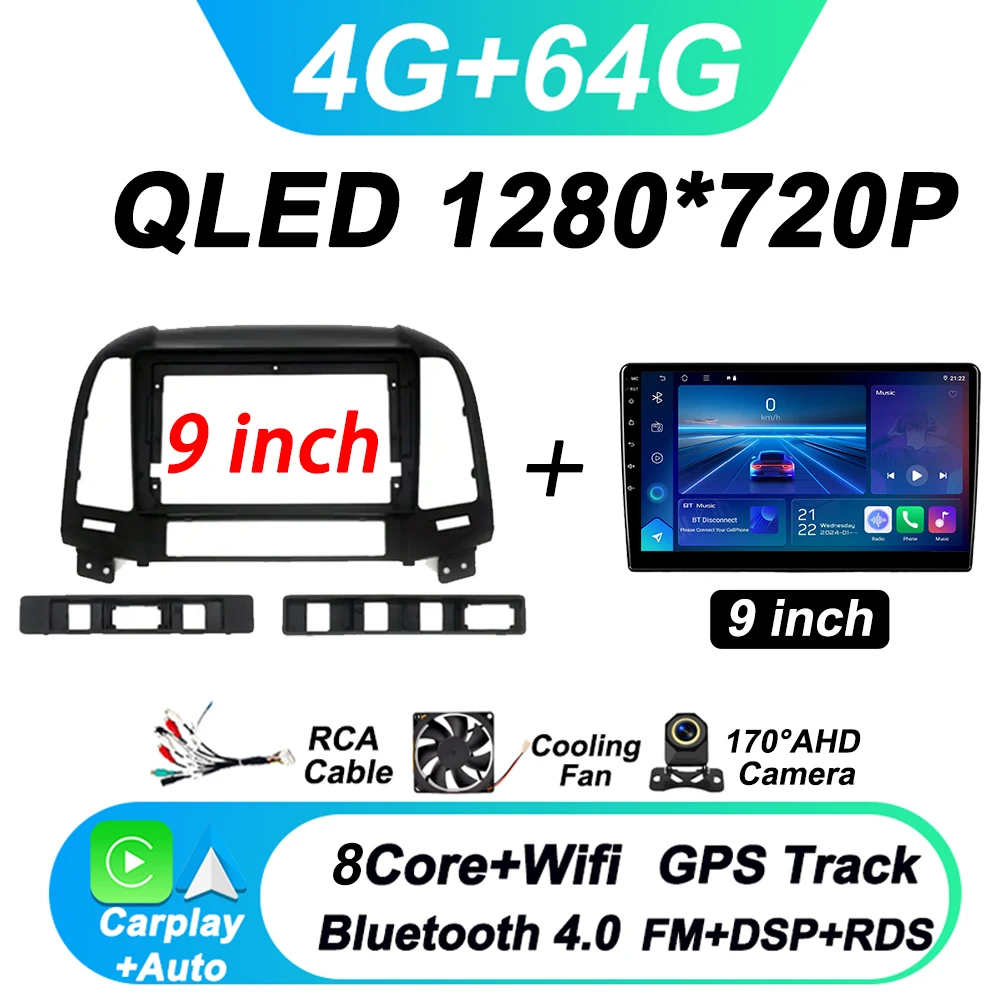 

Автомобильный радиоплеер Android 15 для Hyundai Santa Fe 2 2006-2012 Carplay Android Auto GPS-навигация RDS DSP 5G Wifi BT без 2din DVD