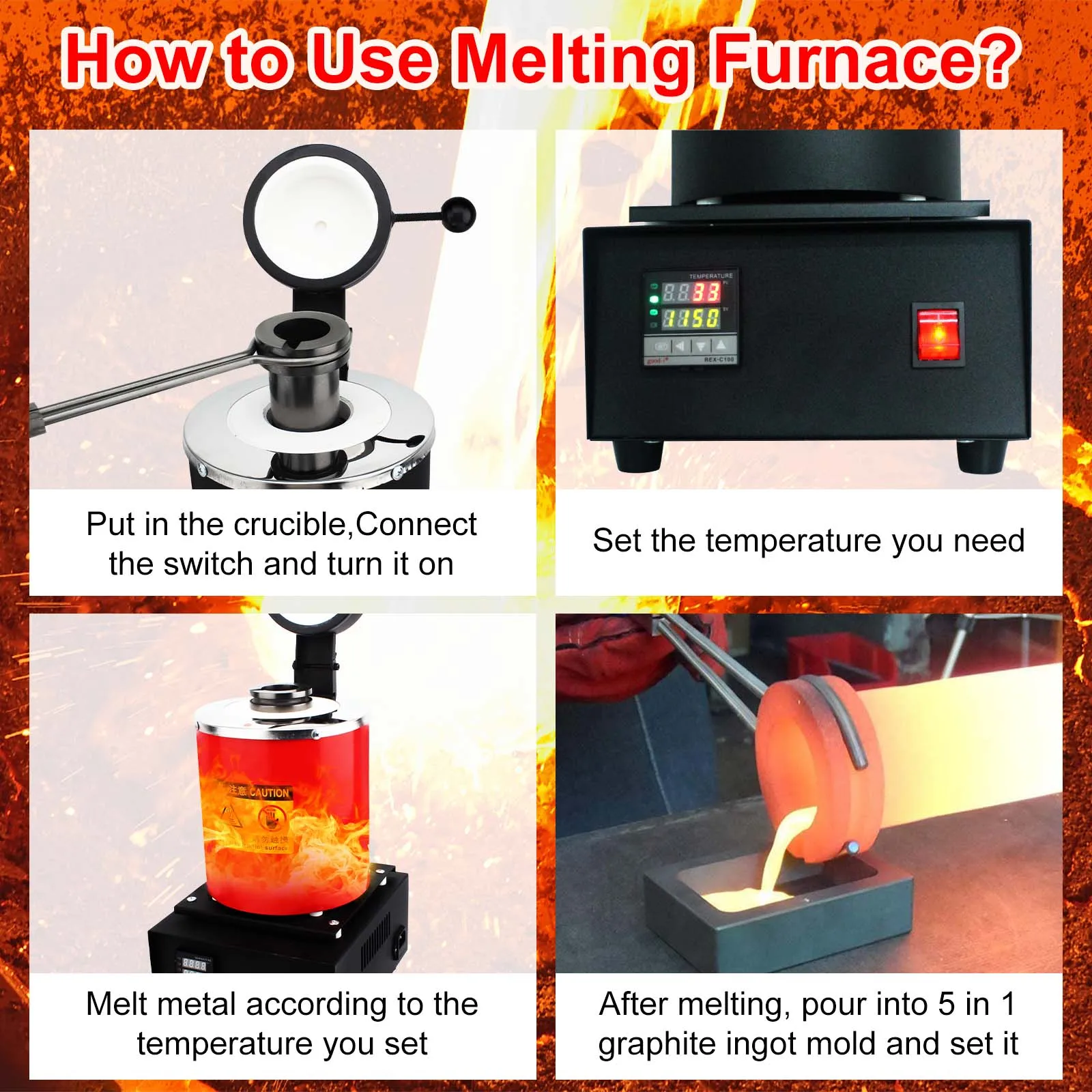 3 кг золотоплавильная печь 1400 Вт 2000FЦифровая электрическая плавильная с тиглом