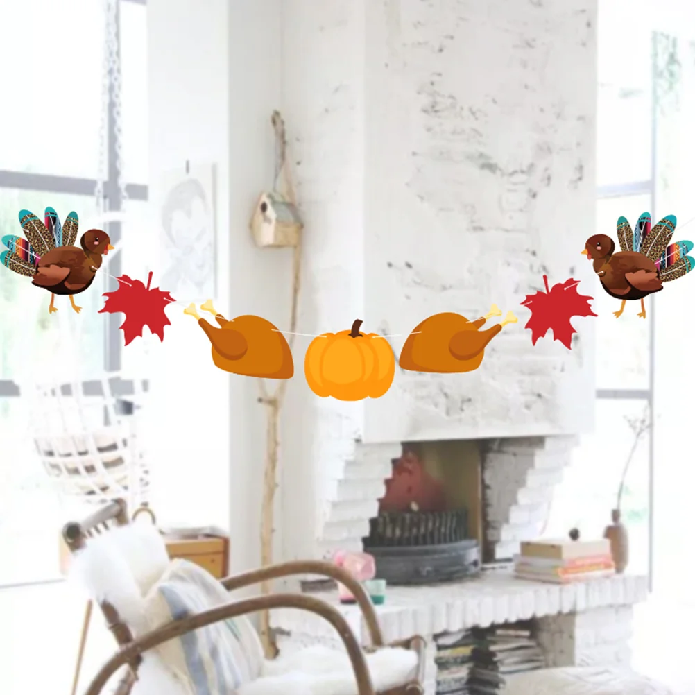 

1Pc Creative Thanksgiving Party Decorative Banner Thanksgiving Paper Banner