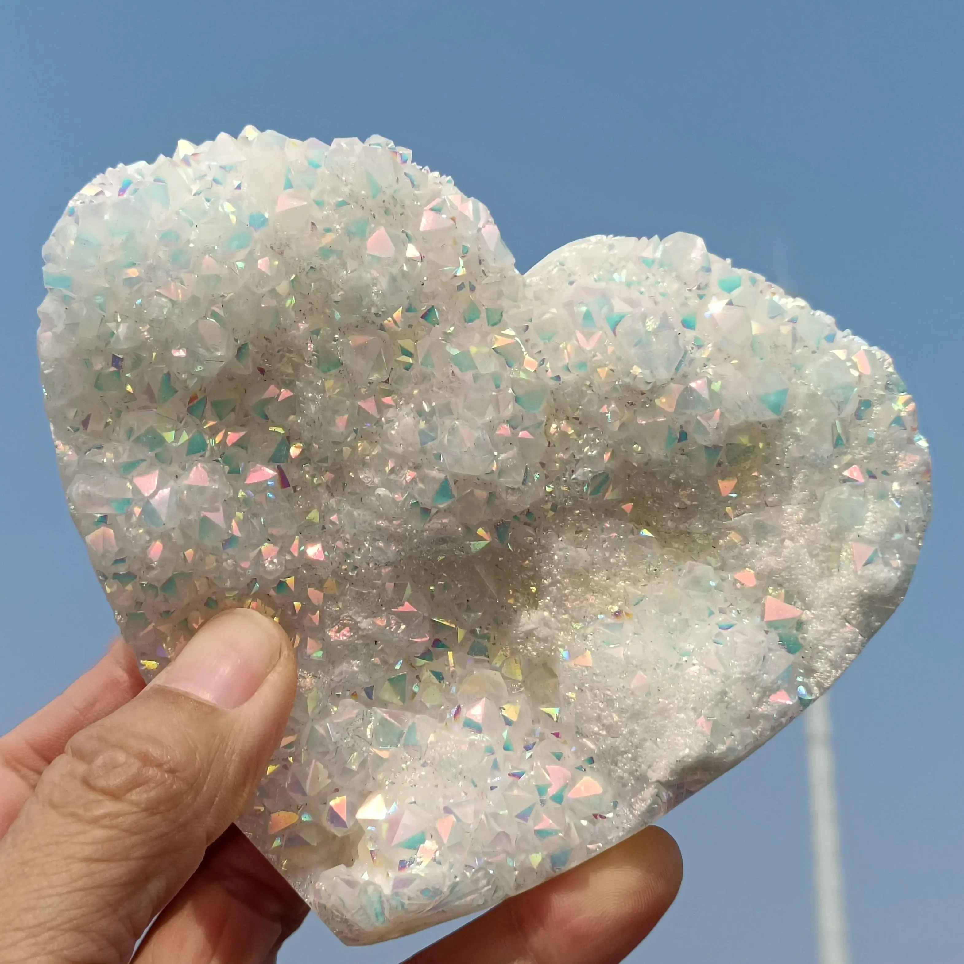 Гальванизированный цвет натуральный сформированный кристалл кластер сердца из