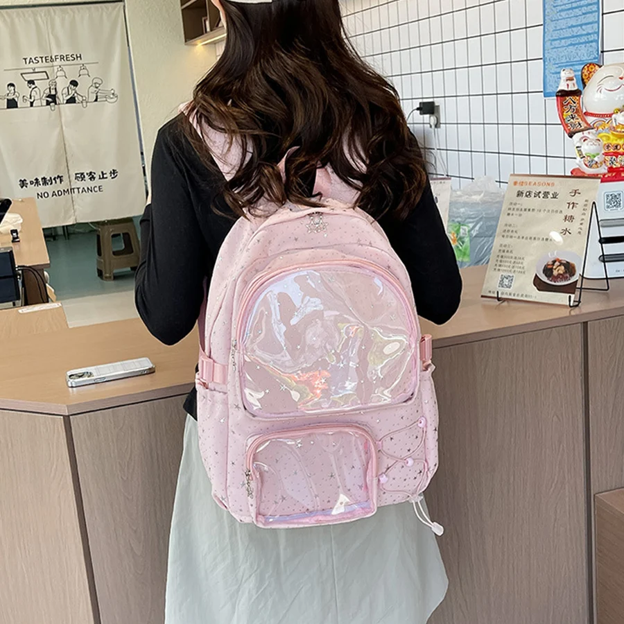 Фото Японский рюкзак Kawaii Itabag для женщин, новый прозрачный рюкзак Star, женский рюкзак Ita большой вместимости, школьные сумки для студентов колледжей JK №2