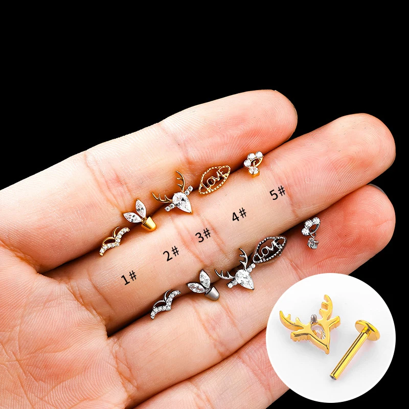 Серьги-гвоздики с внутренней резьбой фианиты 16 г 1 шт.