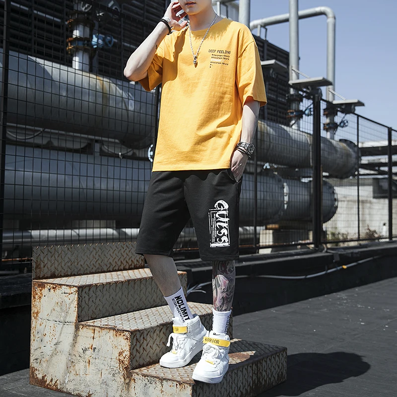 Комплект из 2 предметов Мужская футболка повседневные шорты комплекты 2022 летняя