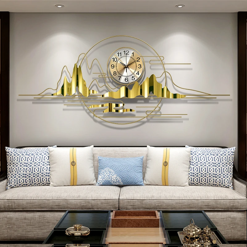 Традиционные китайские настенные золотые металлические роскошные модные часы