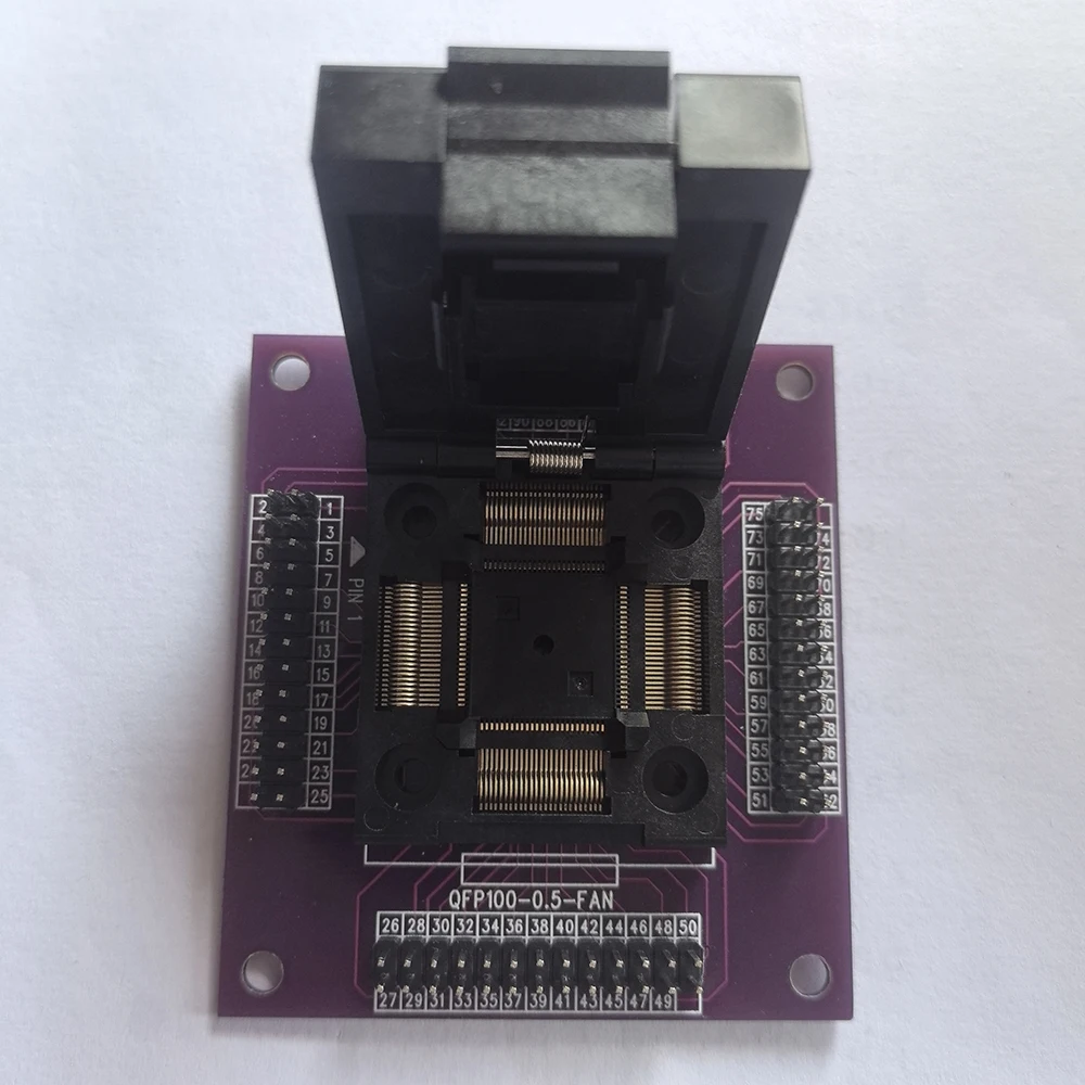 

TQFP100 FQFP100 QFP100 Розетка для программирования QFP-100-0,5-01 Шаг 0,5 мм IC Тестовая розетка для записи SMT32 Микроконтроллер MCU флип