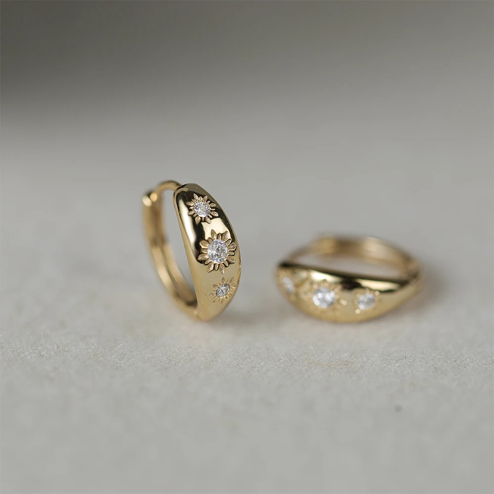 CANNER 925 Sterling Silver Earring For Women Eight Star Drop Earrings 18K Gold  Zirconia  Wedding Party Aros Fine Jewelry