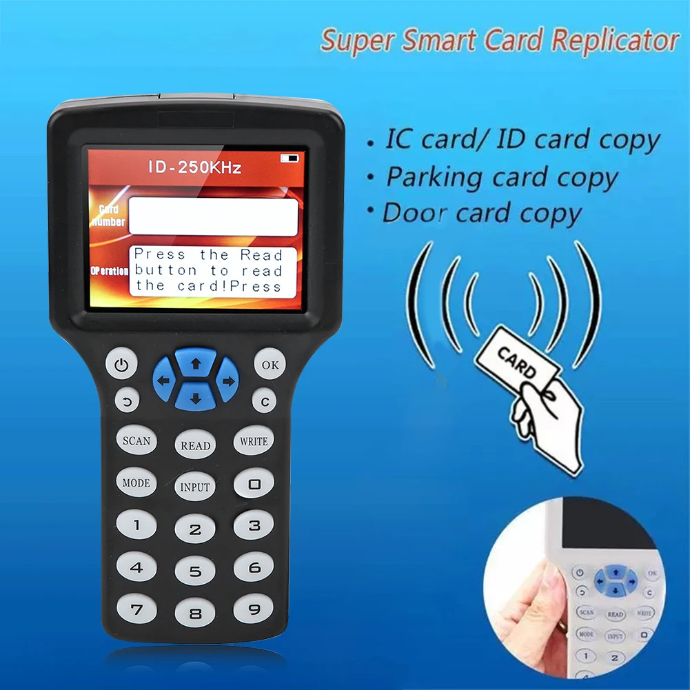 

RFID/NFC Access Card Replicator Full Color Display Handheld Card Reader Portable Supplies Blank Card Key Chain for Elevator Card