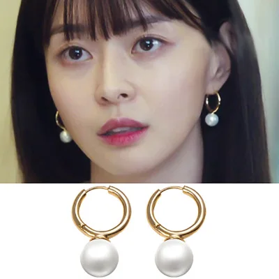

Korean drama Li Tai Yuan Quan Nala same earring retro Style bead ring earring stud