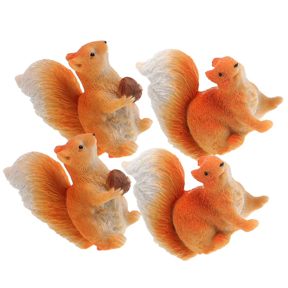 

4pcs Miniature Squirrel Lovely Mini Squirrel Figurines Cute Cupcake Toppers Animal Ornaments