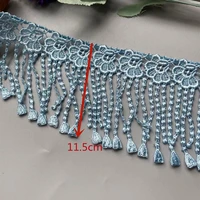 2 yard tassel blue plum flowers pearl lace trimmings ribbons beaded fabric embroidered curtain sewing wedding dress clothes new