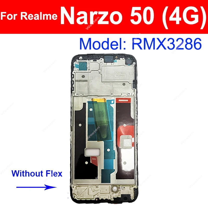 Фото Крышка корпуса ЖК-дисплея для Realme Narzo 50 50A 50i Pro Prime 60 60X 70X 70 Pro 4G 5G, передняя рамка ЖК-дисплея, держатель, запасные части №2