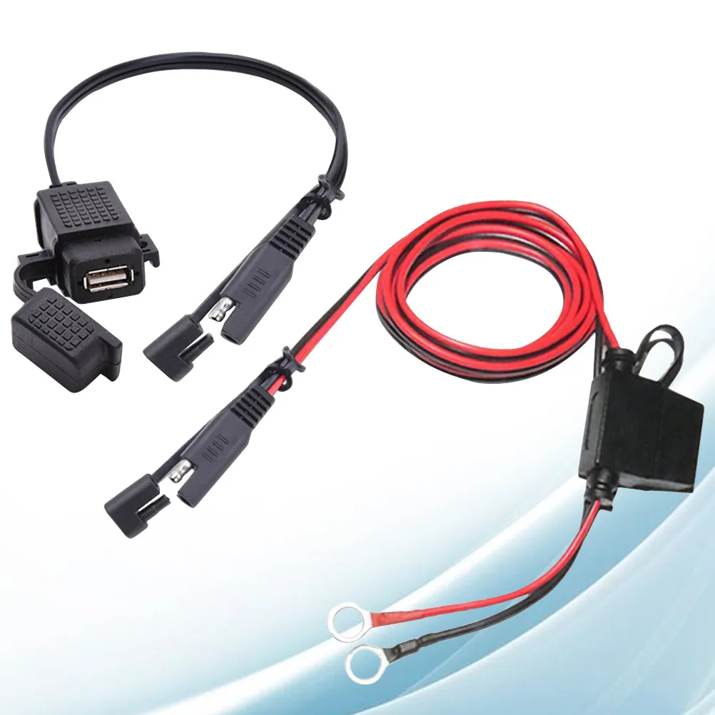 Фото Черный адаптер Sae на USB для мотоциклов, 12-24В, быстрая зарядка, материал ABS с медными контактами, совместим с большинством USB-устройств, включая №3