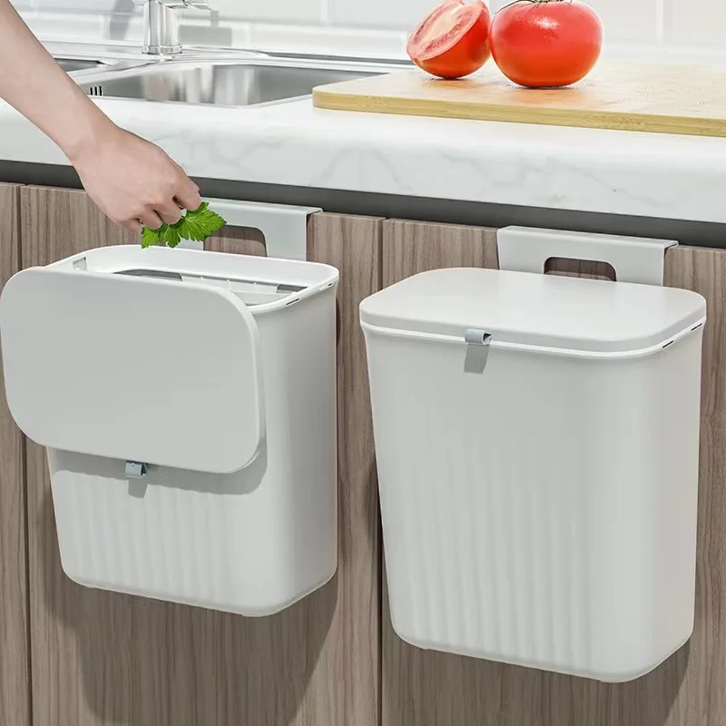 Cabinet Door Bathroom Trash Can With Lid Garbage Bin Counter Bins Dustbin