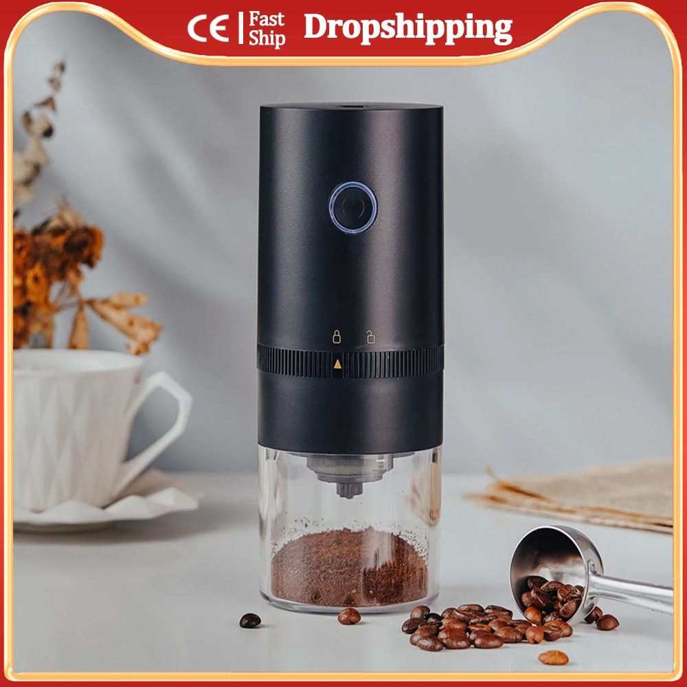 

Портативная кофемолка, электрический аппарат для приготовления кофе с керамическим сердечником и зарядкой от USB, автоматическая мельница д...