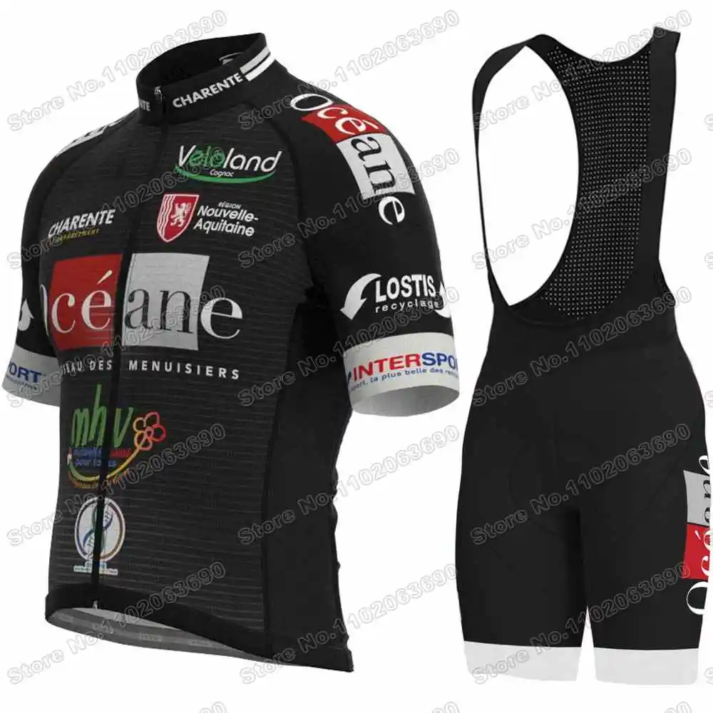 2023 OCEANE TOP 16 Cycling Jersey Set France Team Cycling Clothing Men Road bike Shirts Suit Bicycle Bib Shorts MTB Riding Wear