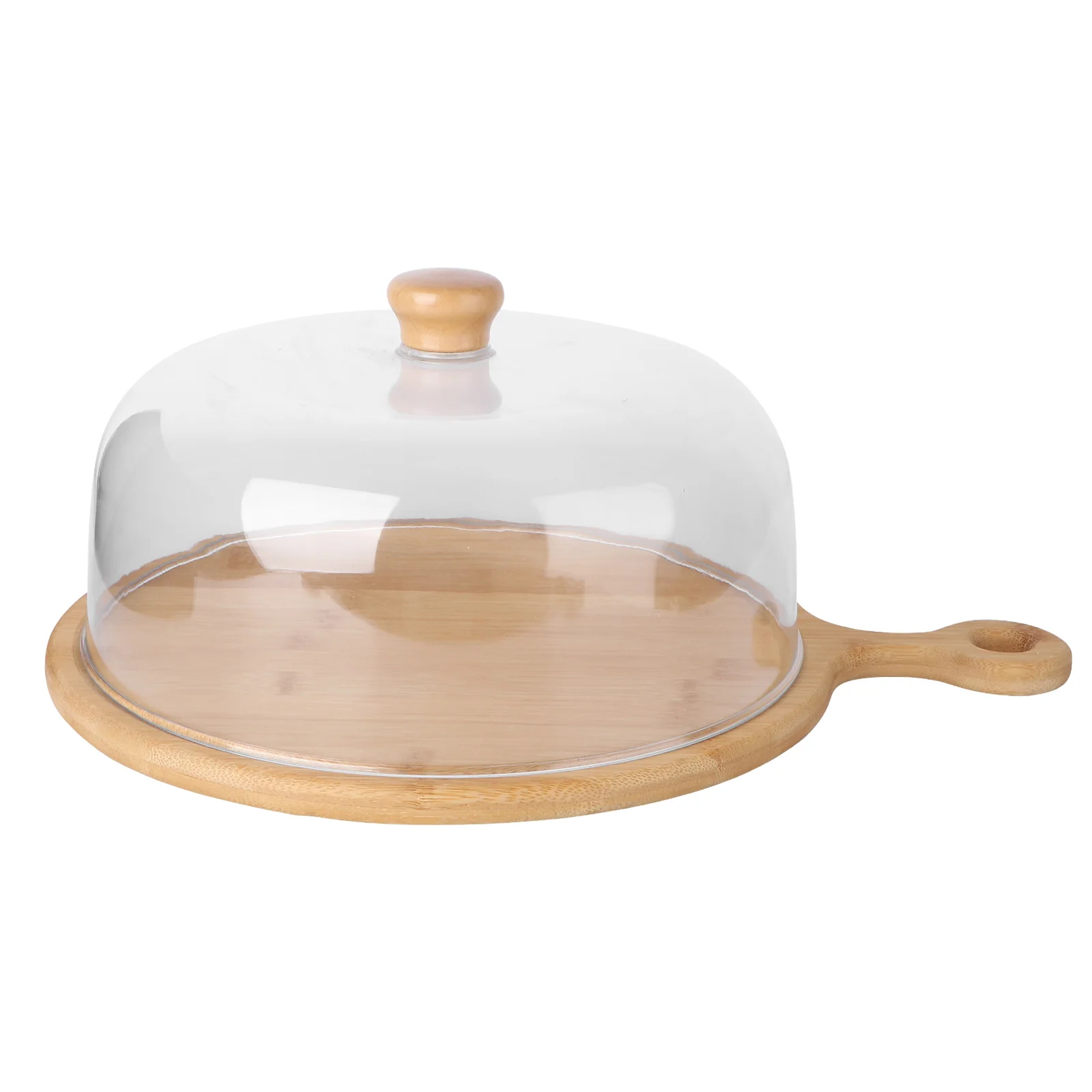 

Transparent Cover Desert Cloche Dessert Cake Cover Display with Wooden Base