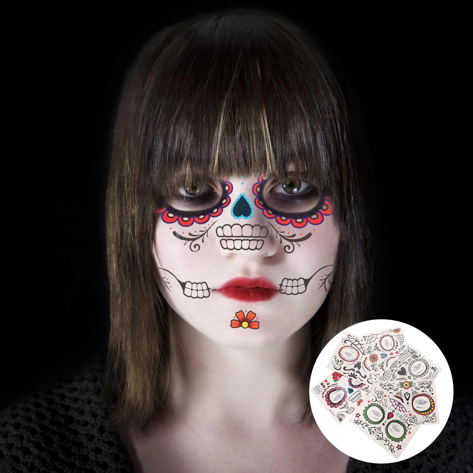 

Наклейки на лицо на Хэллоуин, Временные татуировки, маскарадные наклейки, искусственный макияж глаз, день жизни