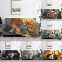 jesus pattern multifunctional warm flannel blanket bed sofa personalized super soft warm bedspread