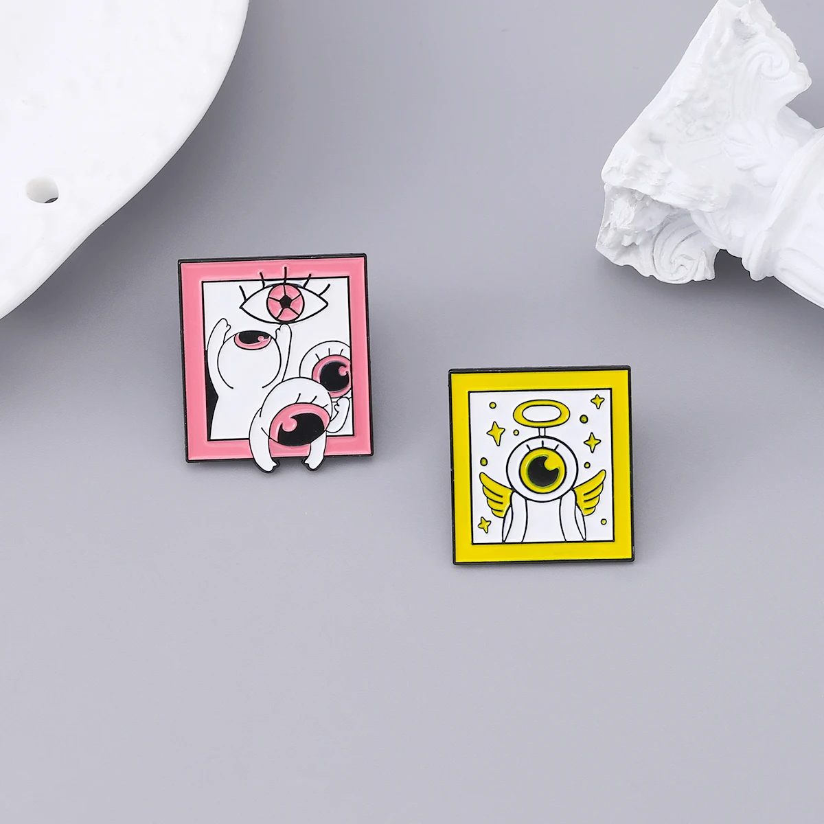 Готические броши с глазами ангела и демона большие красные глаза художественная