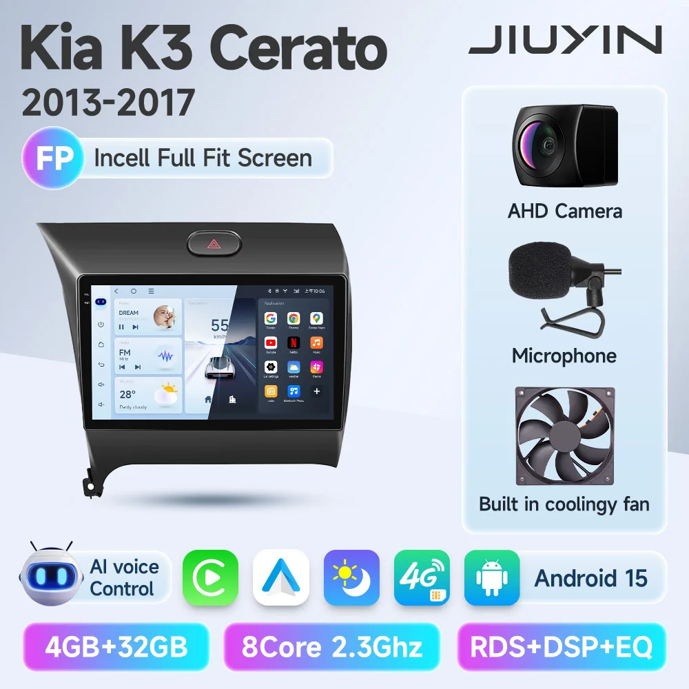 

Android15 Carplay Auto для KIA K3 CERATO FORTE 3 YD тюнер 2013 2014 2015 2016 2017 видеоплеер мультимедийное автомобильное радио WIFI + 4G DSP