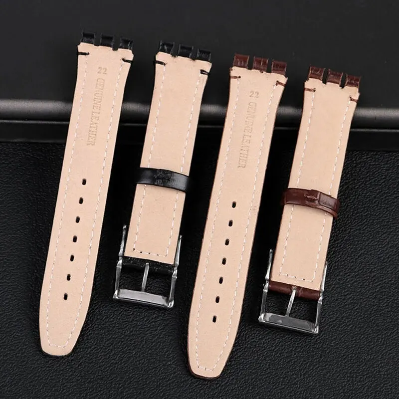 Фото Ремешок из воловьей кожи для Swatch IRONY YCS YAS YGS Series, мягкий браслет из телячьей кожи, мужской и женский ремешок для часов, браслет 17 мм 19 мм №4