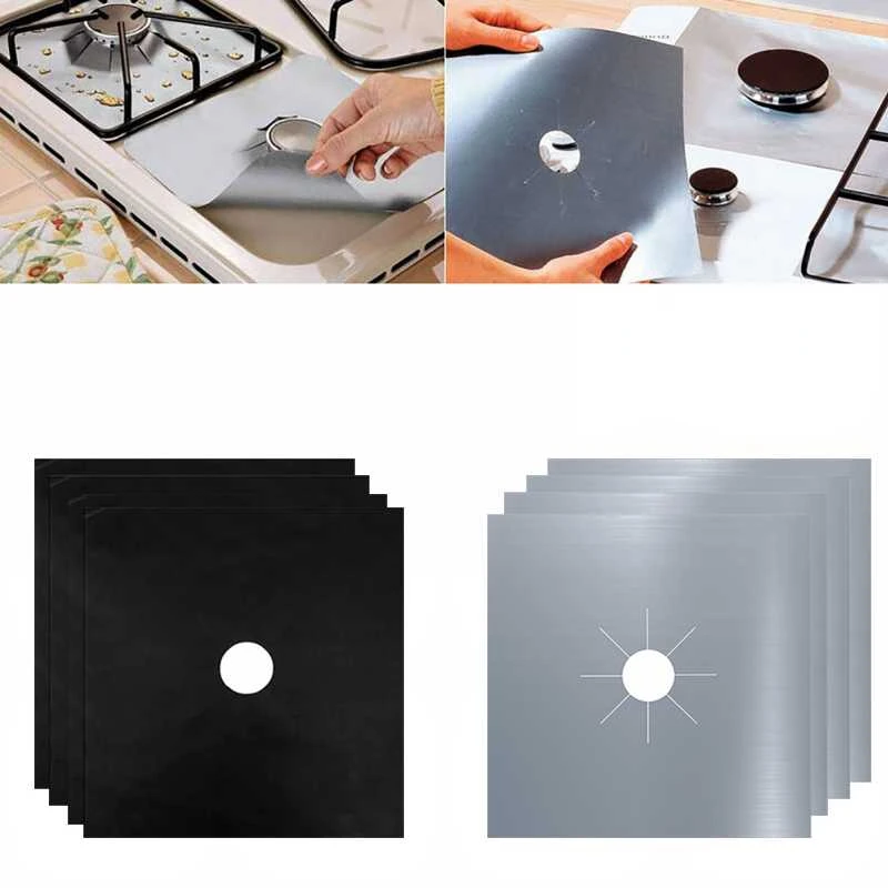 

2023NEW 2/4PCS Gas Stove Protectors Aluminum Gas Foil Stove Burner Protector Cover Home Kitchen Stove Cleaning Protection Pad
