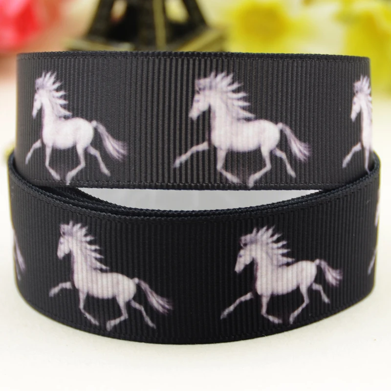 

22mm 25mm 38mm 75mm Horse Cartoon Character printed Grosgrain Ribbon party decoration 10 Yards X-05310