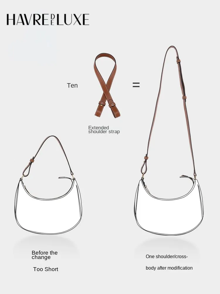 Crossbody bag with AVA underarm bag transformation extended by leather shoulder replacement strap single-purchase accessories