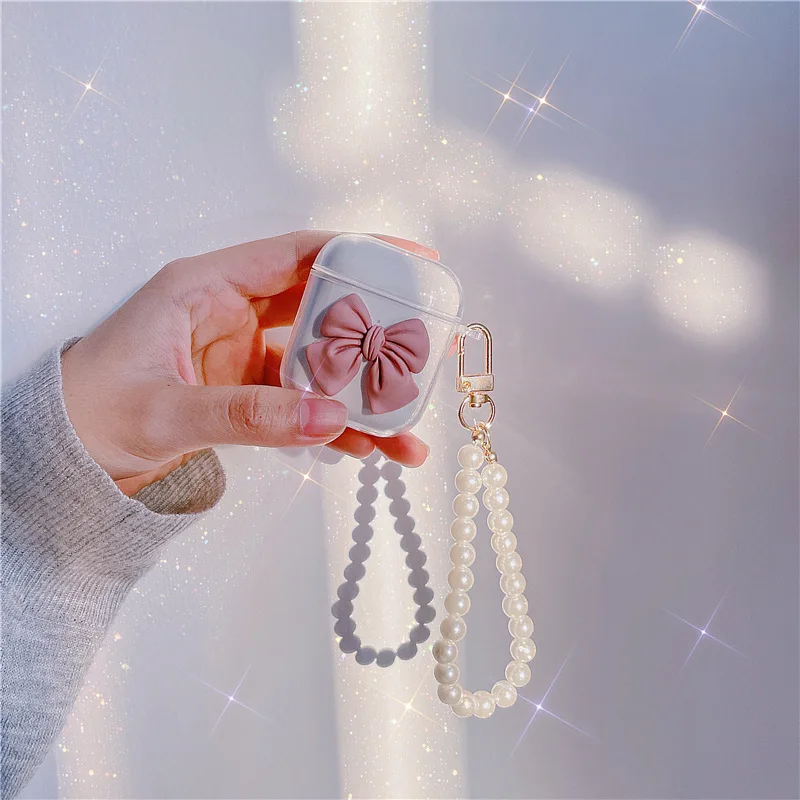 

INS Bowknot Pearl Chain Suitable for Airpods Protective Cover 2 Siliconeairpods Pro Shell Pro2