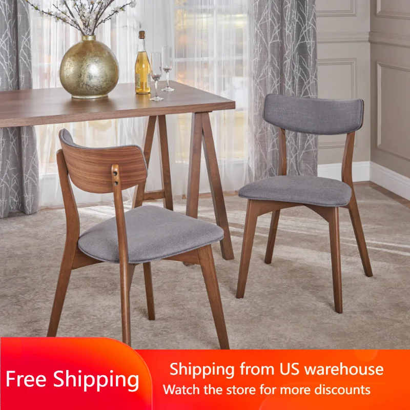 Asir Mid Century Fabric Dining Chairs, Natural, Grey, Walnut，Strong and Durable， 20.25 X 20.25 X 31.50 Inches