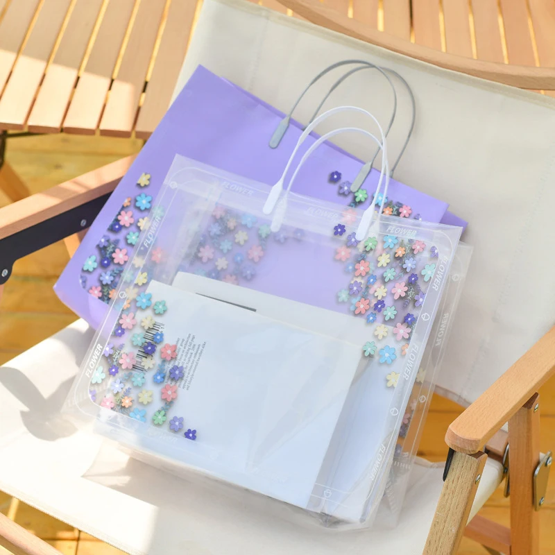 

Cute Girls Transparent PVC Waterproof Reusable Shopping Bag Women Eco Travel Handbag Large Capacity Clear Portable Causal Bags