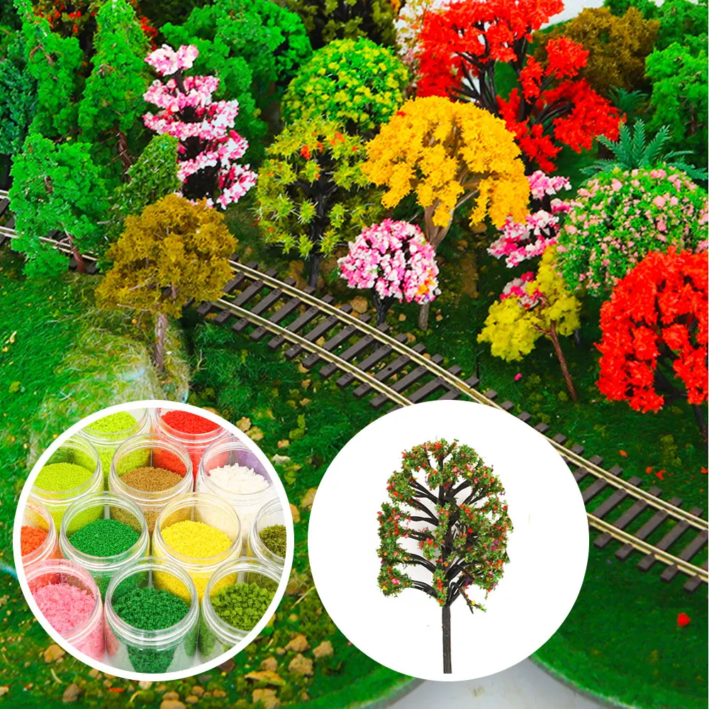 

Simulation Tree Powder Diorama Diy Plush Grass Powder Making Trees Decoration Model Materials Sand Table Building Scene Layout