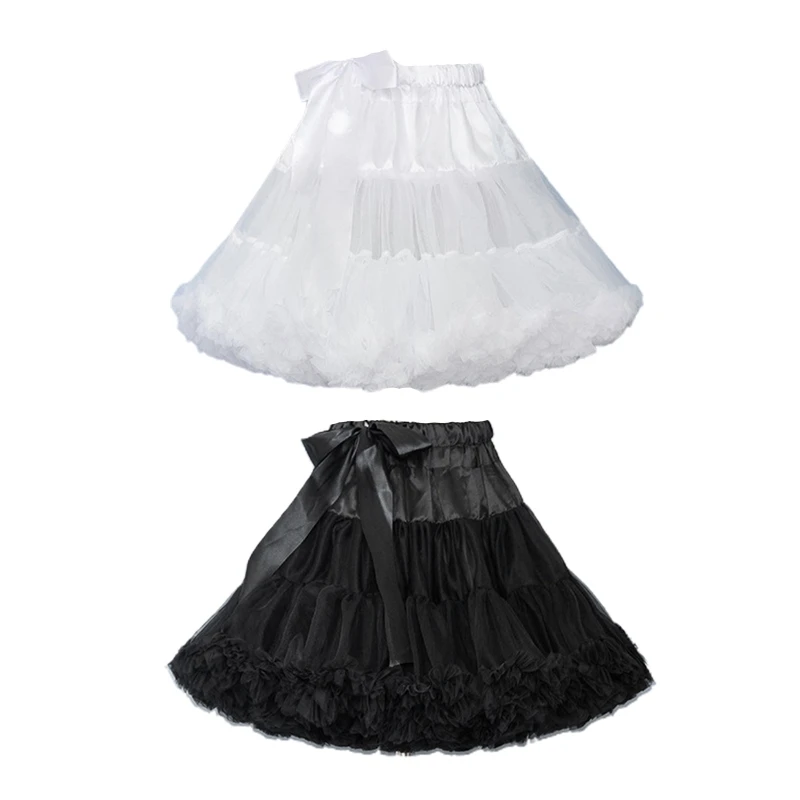 

Women Crinoline Petticoat Fluffy Skirt Ball Gown Short Half Slip Underskirt for Lolita Cosplay Vintage Party White Black