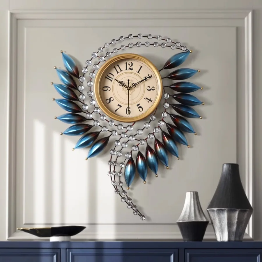

Art Home Wall Clock Decoration Quartz Gift Unique Blue Living Room Wall Clock Pieces Round Fashion Kitchen Horloge Wall Decor