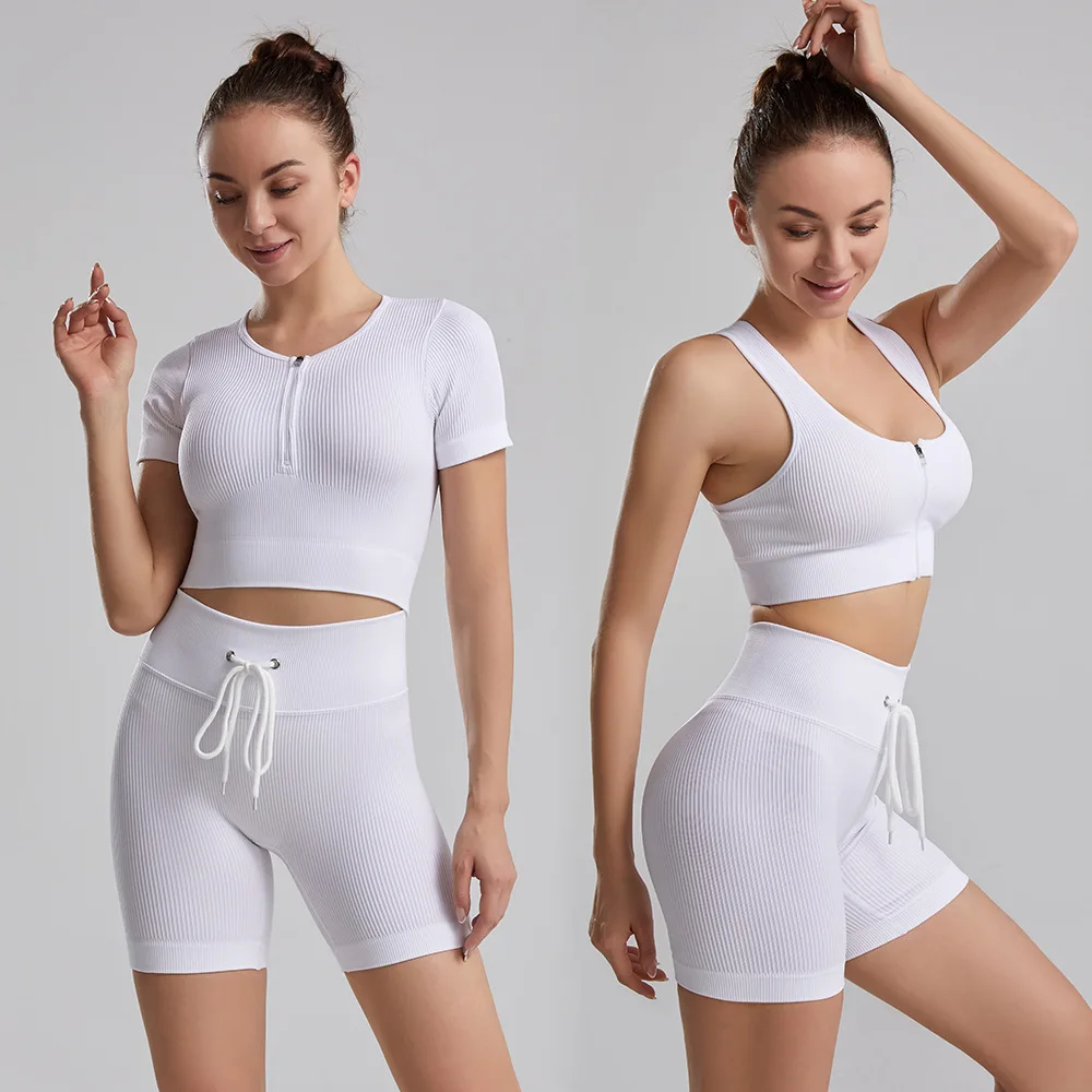 

2pc Knitted Yoga Clothing Gym Set Workout Clothes for Women Sportswear Women's Fitness Sports Suit Seamless Short& Pant Yoga Set