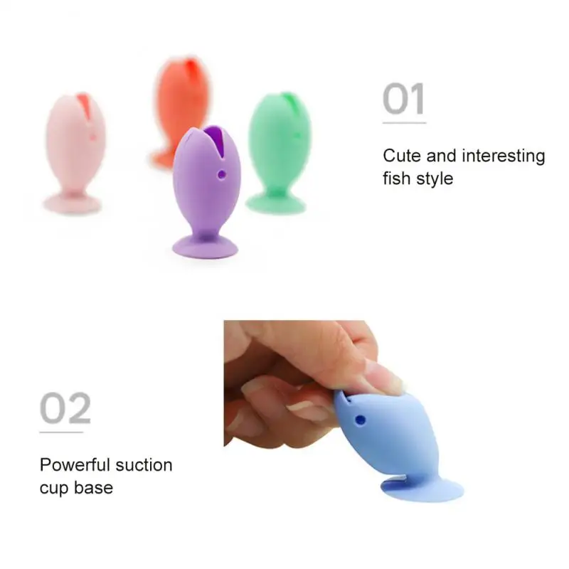 

2/4/5PCS Silicone Cute Makeup Brush Holder Small And Convenient Pen Bracket Desktop Hot Fish Toothbrush Storage Rack For Kids