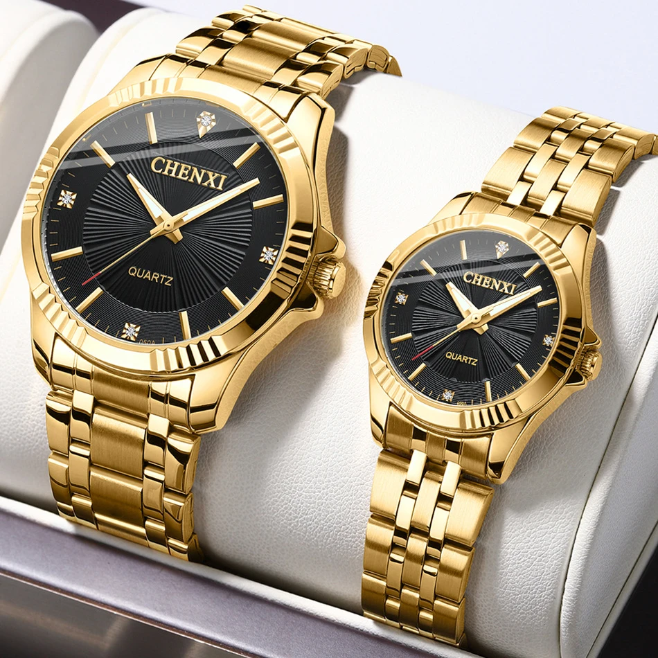 Men Watch Women Business Fashion Quartz Wristwatches Luxury Brand Gold Stainless Steel Wrist Watch Couple Items For Lovers 2023