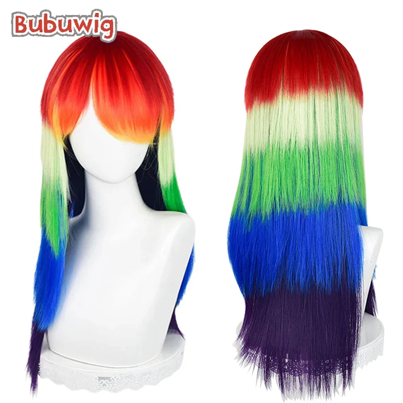 Парик для косплея Bubuwig синтетические волосы длиной 65 см радужные прямые