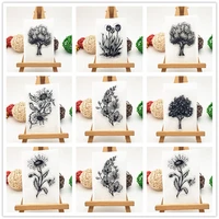 2022 tree flowers retro clear stamps transparent silicone stamp plant for diy scrapbookinghandwork decor supplies 96cm