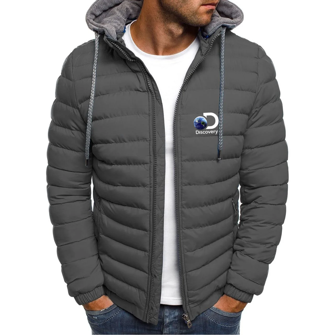 2022 Winter Men's Lightweight Warm Cotton Jacket Removable Hat, European Hooded Cotton Jacket