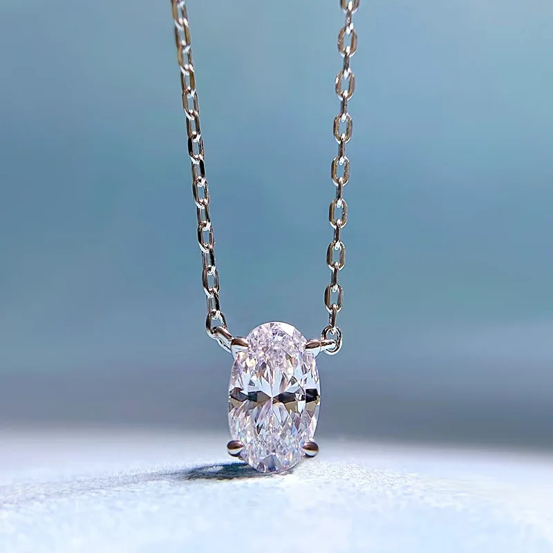 

Ценная лабораторная овальная Бриллиантовая подвеска, 100% Настоящее серебро 925 пробы, вечернее женское колье, свадебное ожерелье-чокер, ювелирные изделия