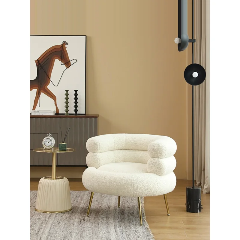 

Роскошный скандинавский одноместный диван светильник, креативный дизайнерский стул из овечьей шерсти для маленькой гостиной, минималисти...